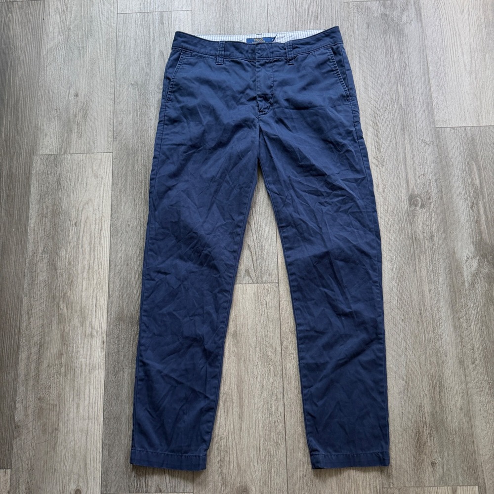 Polo Ralph Lauren Womens 4 Navy Chino Pants Straight Leg Cotton Preppy Pony Logo - Picture 2 of 6